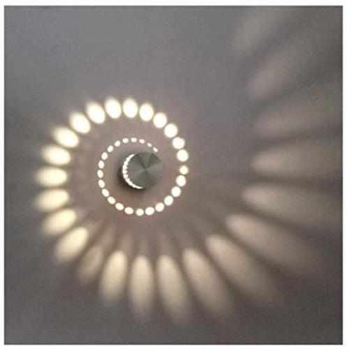 TAIZ 3W Spiral LED Wall Light,12V Aluminum Sconce Ceiling Light Aisle Bedroom Vestibule Foyer Cafe Corridor LED Lamp, Creative Indoor Wall Decoration Light Lighting, Warm Light 1Pieces