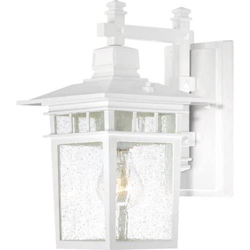 Nuvo Lighting 60/4951 Cove Neck One Light Wall Lantern/Arm Down 100 Watt A19 Max. Clear Seeded Glass White Outdoor Fixture