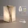 Unique Calcite Modern Table Lamp, Small Bedside Lamp for Bedroom Living Room, Dimmable Desk Lamp for Night Table by Phiestina, Crystal Texture Within, Handcrafted, LED, UL, Cuboid, Natural Colors