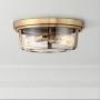 Angeline Mid Century Modern Ceiling Light Flush Mount Fixture Warm Brass 13'' Wide 2-Light Clear Glass for Bedroom Kitchen Living Room Hallway Bathroom - Possini Euro Design