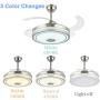 Modern Ceiling Fan Retractable Blades with Light and Bluetooth Speaker Smart Ceiling Fans Lights 3 Color Change Invisible Ceiling Chandelier Fan with Remote 6 Speeds for Bedroom Living Room 42'' Silver