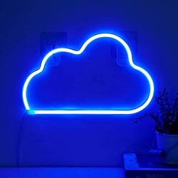 Cloud Neon Light Signs - Blue LED Neon Sign Wall Lamp Powered by 3 AA Battery/USB Charging LED Night Light Sign for Bedroom, Kids Room, Christmas, Wedding, Birthday Party Decor