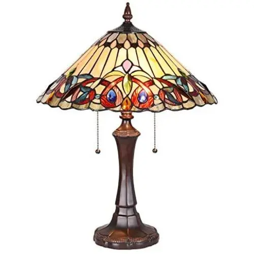 Tiffany Style Table Lamp, Capulina Handcrafted 16.5'' Tiffany Table Lamp, Stained Glass Lamp Accentuate Any Home or Business, Office, Desk, Entry, Living Room with a Classic Feel - Gothic Glass Styles