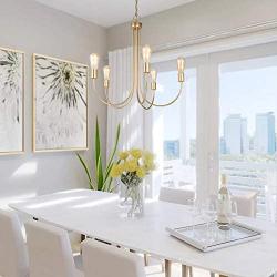 GEPOW Gold Chandeliers, Modern 5 Light Fixture for Dining Room