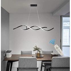 Ganeed Modern Chandelier Lighting 40W Dimmable Wave Shape Flush Mount LED Pendant Lights with Remote Control,Adjustable Height Hanging Light Fixture for Dinner Room Kitchen Island Living Room