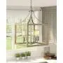 Zeyu Foyer Lantern 4-Light Chandelier, Modern Pendant Hanging Light for Hall Dining Room, Wood Grain and Satin Nickel Finish, ZJF12-4 WD+SN