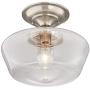 Schoolhouse Floating Ceiling Light Semi Flush Mount Fixture Brushed Nickel 12'' Wide Clear Glass for Bedroom Kitchen Living Room Hallway Bathroom - Regency Hill Schoolhouse Floating Ceiling Light Semi Flush Mount Fixture Brushed Nickel 12'' Wide Clear Glass for Bedroom Kitchen Living Room Hallway Bathroom - Regency Hill