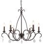 LALUZ Dining Room Chandelier Farmhouse Lighting Fixture Hanging with Crystal Pendants, 28” L x 25.5” H, Bronze