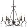 LALUZ Dining Room Chandelier Farmhouse Lighting Fixture Hanging with Crystal Pendants, 28” L x 25.5” H, Bronze