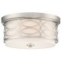 Kira Home Sienna 13'' Modern 2-Light Flush Mount Ceiling Light + Metal Drum Shade + White Fabric Shade + Round Frosted Glass Diffuser, Brushed Nickel Finish