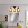 NEWSEE Farmhouse Wall Light Wall Sconce 3-Lights Retro Industry Light Fixture Transparent Glass Metal Corridor for Bedroom Kitchen Bathroom Vanity