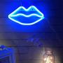 Lip Shape Neon Signs LED Kiss Neon Light Sign Art Wall Decor Lights for Christmas Baby Girls Room Bar Wedding Party Supplies (Blue)