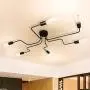 PUMING 6 Lights Ceiling Light Fixture,Semi-Flush Mount Black Metal Sputnik Chandelier for Home Bar Hotel Restaurant
