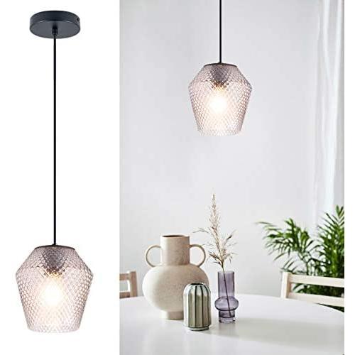 Mini 1-Light Single Pendant Lighting, Contemporary Vase Shade Hanging Light Fixture with Handblown Clear Glass for Kitchen Island,Dining Room,Restaurant