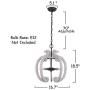 Farmhouse Cottage 4-Light Candle Wood Chandelier, French Country Wooden Light Fixture Wood Pendant Ceiling Light for Dining Room, Living Room, Foyer, Hall, Restaurant - Distressed White