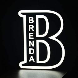 Personalized Decor Led Night Light Marquee Letter Stailness Steel Lights Custom Metal Sign Engraved Name Wall Light for Bedroom Christmas Wedding - Best Gift for Family Lovers Friends Letter B