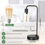 Modern Bedside Table Desk Lamp, 3 Way Dimmable Glass Lampshade Design Industrial Touch Control Table Lamp with 2 USB Ports and 2 AC Outlet, Nightstand Reading Lamp for Bedroom Living Room Office