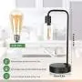 Modern Bedside Table Desk Lamp, 3 Way Dimmable Glass Lampshade Design Industrial Touch Control Table Lamp with 2 USB Ports and 2 AC Outlet, Nightstand Reading Lamp for Bedroom Living Room Office