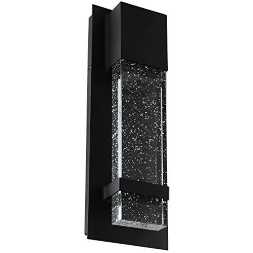 Sunlite 81169-SU LED Wall Sconce with Rain Drop Bubble Glass Panel, 13.75'' Tall, 5'' Wide, 9 Watts, Indoor/Outdoor, Black Finish, ADA Compliant, 13.75-Inch/5-Inch, 30K-Warm White