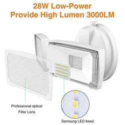 LEPOWER 3000LM LED Flood Light Outdoor, Switch Controlled LED Security Light, 28W Super Bright Exterior Lights with 2 Adjustable Head, 5500K, IP65 Waterproof for Garage, Yard, Patio(NO Motion Sensor)