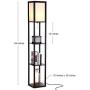 Brightech Maxwell - Modern LED Shelf Floor Lamp - Skinny End Table and Nightstand for Bedroom - Combo Narrow Side Table with Standing Accent Light Attached - Asian Tower Book Shelves - Black