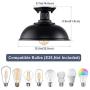 Eyassi Farmhouse Black Ceiling Lighting Fixture, Metal Semi Flush Mount Close to Ceiling lamp Industrial Hanging Light for Living Room Kitchen Island Bedroom Hallway Entryway Closet Office Laundry