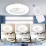 Sunifier Bladeless Ceiling Fan with Light, Remote Control Low Profile Modern Ceiling Fan with Lights, 3 Colors Flush Mount Ceiling Fan with Light for Living Room Bedroom Kitchen (White)