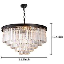 TFCFL Modern Crystal Chandeliers, 14-Light Contemporary Pendant Lamp 5-Tier Ceiling Lighting Fixture with Adjustable Chain for Dining Room Living Room Bedroom (Black)