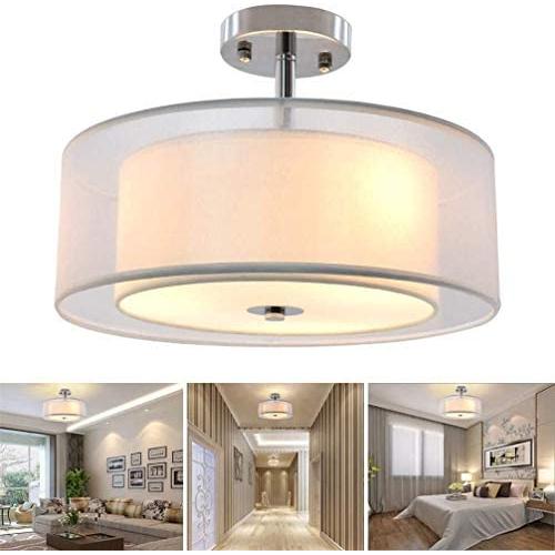 DLLT 3-Lights Industrial Semi Flush Mount Light Fixture, Vintage Double Drum Pendant Close to Ceiling Light for Bedroom, Dining Room, Kitchen, Hallway, Entry, Foyer, Living Room DLLT 3-Lights Industrial Semi Flush Mount Light Fixture, Vintage Double Drum Pendant Close to Ceiling Light for Bedroom, Dining Room, Kitchen, Hallway, Entry, Foyer, Living Room