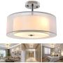 DLLT 3-Lights Industrial Semi Flush Mount Light Fixture, Vintage Double Drum Pendant Close to Ceiling Light for Bedroom, Dining Room, Kitchen, Hallway, Entry, Foyer, Living Room DLLT 3-Lights Industrial Semi Flush Mount Light Fixture, Vintage Double Drum Pendant Close to Ceiling Light for Bedroom, Dining Room, Kitchen, Hallway, Entry, Foyer, Living Room