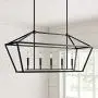 MOTINI 5-Light Kitchen Island Lantern Pendant Linear Chandelier Black Rod Hanging Light 40''x 12''x18.5''