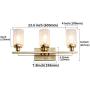 Sivilynus Gold Bathroom Light Fixture, 3 Lights Brushed Brass Sconces Wall Lighting Rustic Vanty Lights for Bathroom Lights Over Mirror with Clear Glass Shade Dining Room