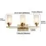 Sivilynus Gold Bathroom Light Fixture, 3 Lights Brushed Brass Sconces Wall Lighting Rustic Vanty Lights for Bathroom Lights Over Mirror with Clear Glass Shade Dining Room
