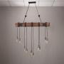 JiuZhuo Farmhouse Style Chandelier Rustic Wood Beam Large Linear Island Pendant Light 10-Light Chandelier Lighting Retro Industrial Style Chandeliers for Bar Kitchen Dining Room