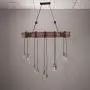 JiuZhuo Farmhouse Style Chandelier Rustic Wood Beam Large Linear Island Pendant Light 10-Light Chandelier Lighting Retro Industrial Style Chandeliers for Bar Kitchen Dining Room