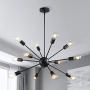 Modern Sputnik Chandeliers 12 Lights Mid Century Vintage Ceiling Light Fixture Industrial Pendant Lighting for Kitchen Dining Room Living Room Bedroom, Black