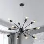 Modern Sputnik Chandeliers 12 Lights Mid Century Vintage Ceiling Light Fixture Industrial Pendant Lighting for Kitchen Dining Room Living Room Bedroom, Black Modern Sputnik Chandeliers 12 Lights Mid Century Vintage Ceiling Light Fixture Industrial Pendant Lighting for Kitchen Dining Room Living Room Bedroom, Black