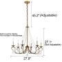 A1A9 Modern 6 Light Candle Style Chandelier with Crystal Accents, Simple Classic/Traditional Pendant Light, Kitchen Island Ceiling Light Fixtuer for Entryway, Hallway, Dining Room and Foyer (Gold)