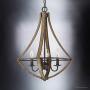 Luxury Farmhouse Chandelier, Medium Size: 24''H x 18.25''W, with Rustic Style Elements, Wood Grain Metal with Antique Black Finish, UQL2962 from The Swansea Collection by Urban Ambiance