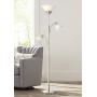 Jordan Modern Torchiere Floor Lamp 3-Light Tree Brushed Steel Alabaster Glass Shades for Living Room Reading Bedroom Office - 360 Lighting