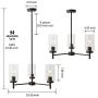 VINLUZ Contemporary 3-Light Chandeliers Rustic Clear Glass Shades Pendant Lighting Oil Rubber Bronze Dining Room Lighting Fixtures Hanging Adjustable Wire Semi Flush Ceiling Lights