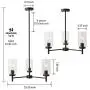VINLUZ Contemporary 3-Light Chandeliers Rustic Clear Glass Shades Pendant Lighting Oil Rubber Bronze Dining Room Lighting Fixtures Hanging Adjustable Wire Semi Flush Ceiling Lights