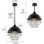 LITFAD Industrial Pendant Lamp Wrought Iron Vintage Retro Crystal Pendant Light - Adjustable 13'' Edison Metal Hanging Ceiling Light Chandelier with Hanging Crystal for Restaurant Living Room Cafe