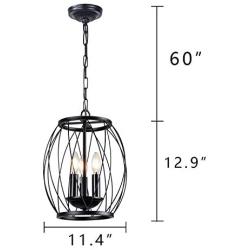 Infront 3-Light Farmhouse Black Chandelier Hanging Lights Modern Pendant Kitchen Lighting Dining Room Lighting Fixtures Hanging Lamp Ceiling Lights Semi Flush Mount