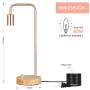 HAITRAL Modern Table Lamps, Industrial Bedside Lamps Set of 2 with Wooden Base, Metal Modern Bedside Lamp for Bedroom, Girls Room, Kids Room, Office - Rose Gold (Bulb Not Include)