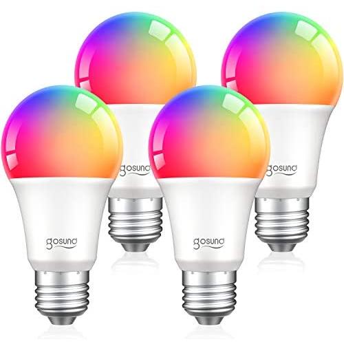 Alexa Smart Light Bulbs, Gosund 75W Equivalent E26 8W WiFi Led Bulb A19 RGB Color Changing Light Bulb Dimmable, Work with Google Home Amazon Echo, 2.4Ghz WiFi Only, No Hub Required 4 Pack