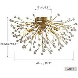 Modo Lighting Modern Firework Chandelier Light Crystal Sputnik Pendant Light Fixtures Dandelion Ceiling Lamp for Bedroom Living Dining Room Kitchen Island (6 Light)