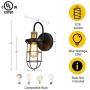 Hamilyeah Farmhouse Wall Sconces with Cage Shade, Industrial Hardwired Sconces Wall Lighting Fixture,Gooseneck Black and Gold Wall Light Indoor Set of Two for Bathroom, Bedroom, Living Room, UL listed