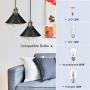 DEWENWILS Pendant Light Plug in, Indoor Ceiling Light for Kitchen Living Room, Bedroom, Dinning Hall, 2 Pack Plug in Hanging Light, 15FT Adjustable Cord with On/Off Switch