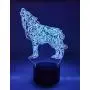 3D Illusion Lamp LED Night Light for Living Bed Room Decoration Desk Table Lamp Light for Party Supplies Birthday Gift 16 Changing Colors with Remote Control USB Power (Wolf)